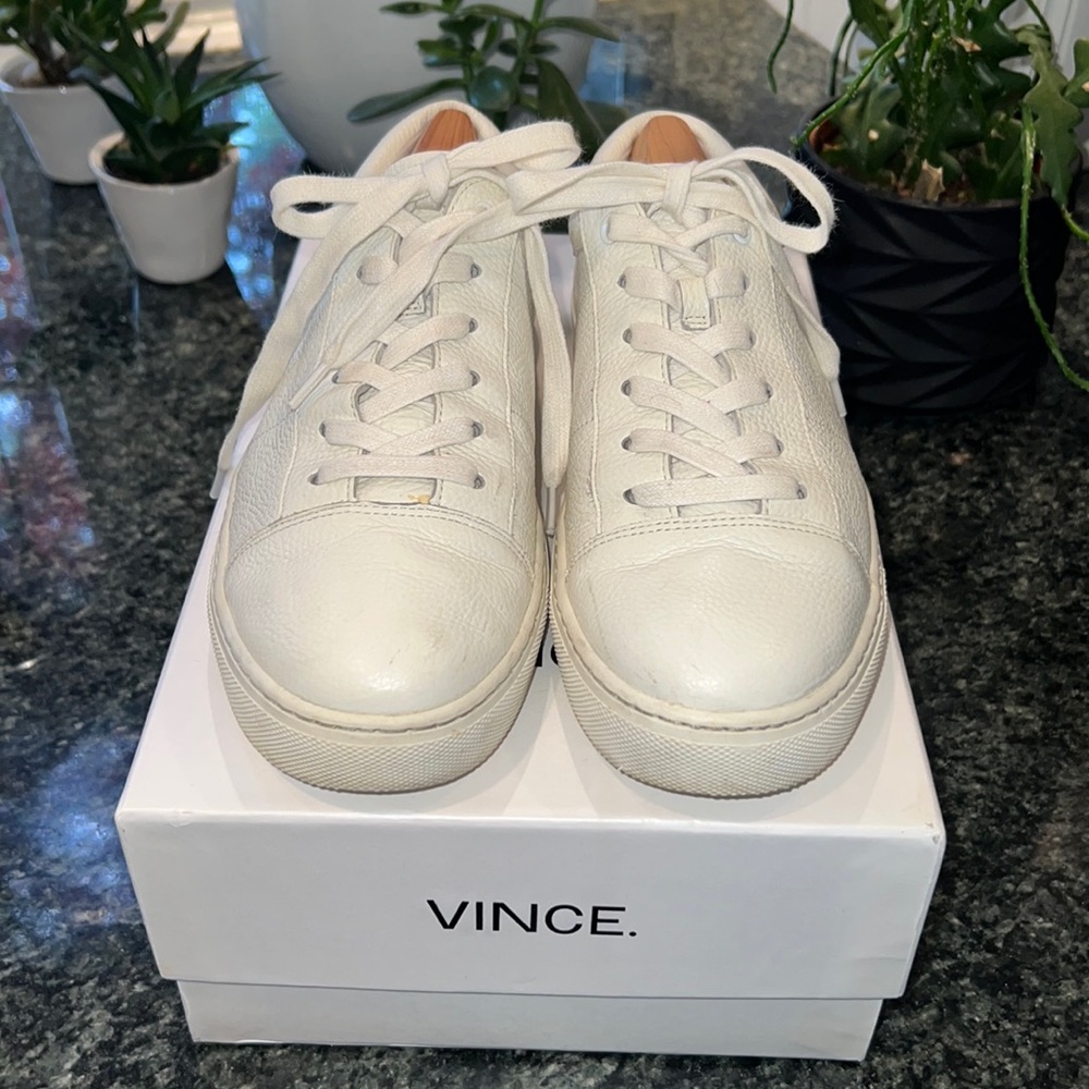Vince White Leather Afton Sneakers Women’s 8